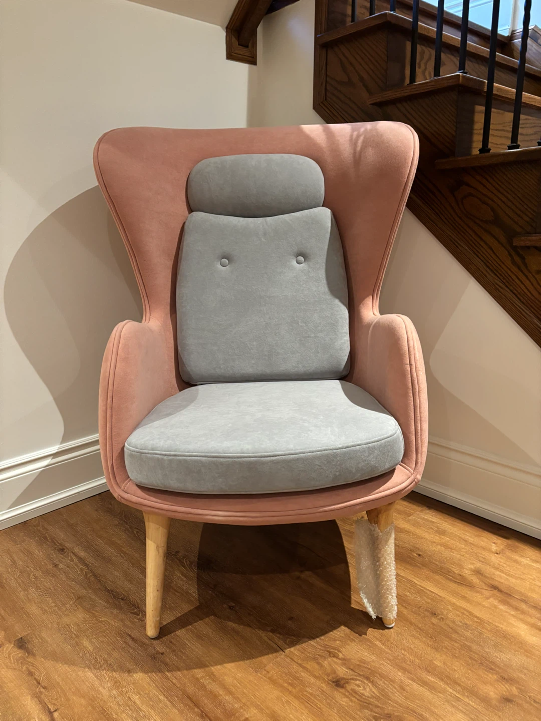 NEW Pink and Grey Wingback Accent Chair