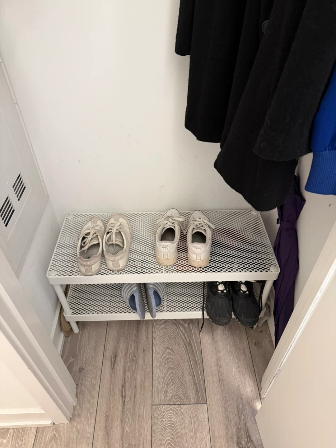 White Metal Two-Tier Shoe Rack
