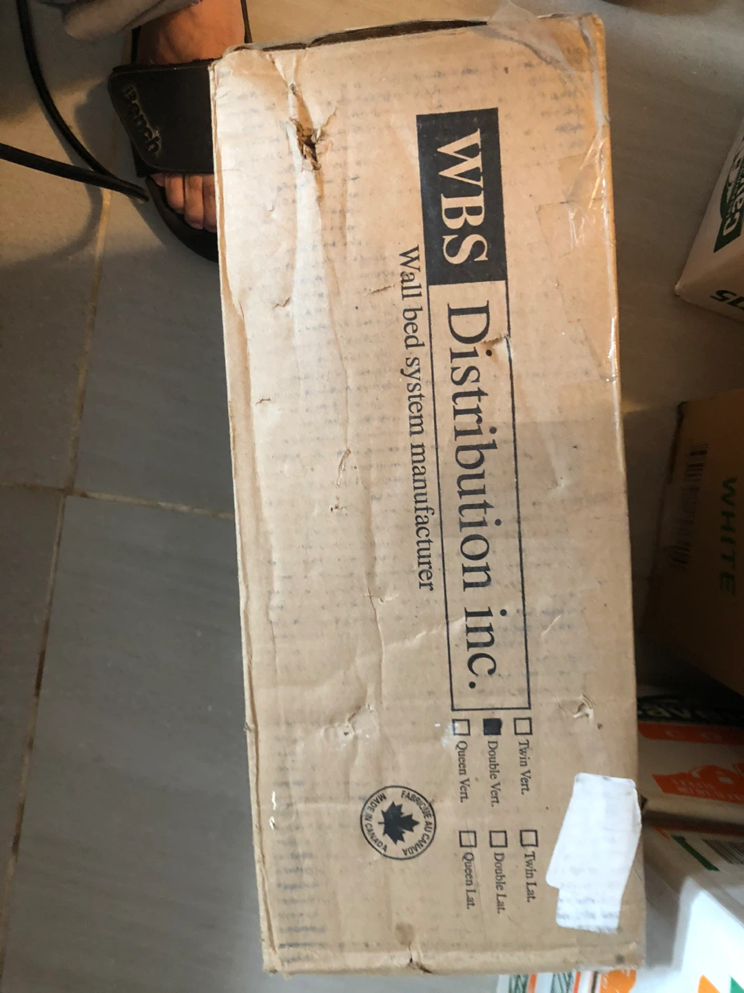 WBS Distribution Inc. Bed System Manufacturer Box