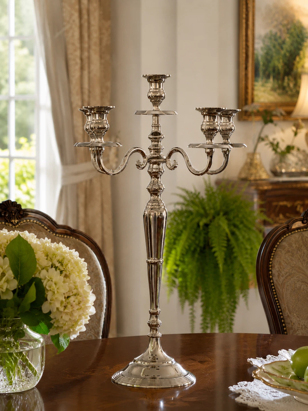 Elegant Silver 5-Light Candelabra / Candle Holder - photo 2