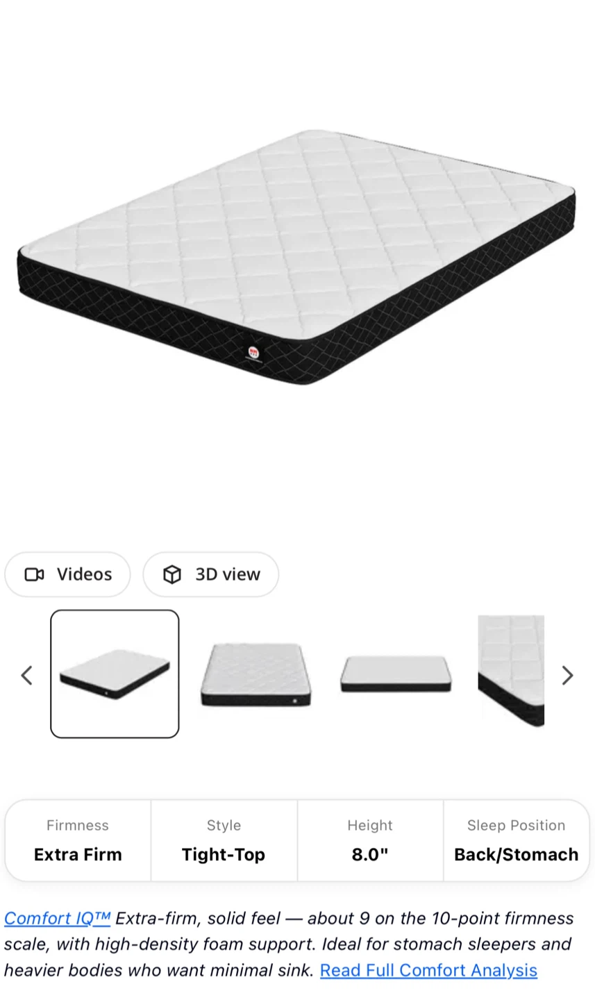 8" Extra-Firm High Density Foam Mattress - Double/Full - photo 2