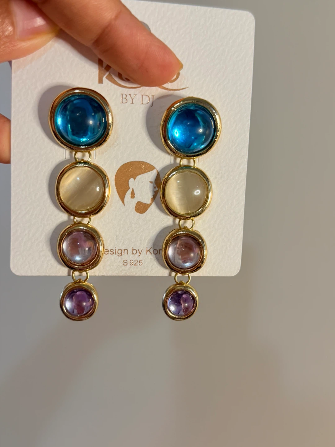 Design by Korea S925 Multi-Stone Drop Earrings
