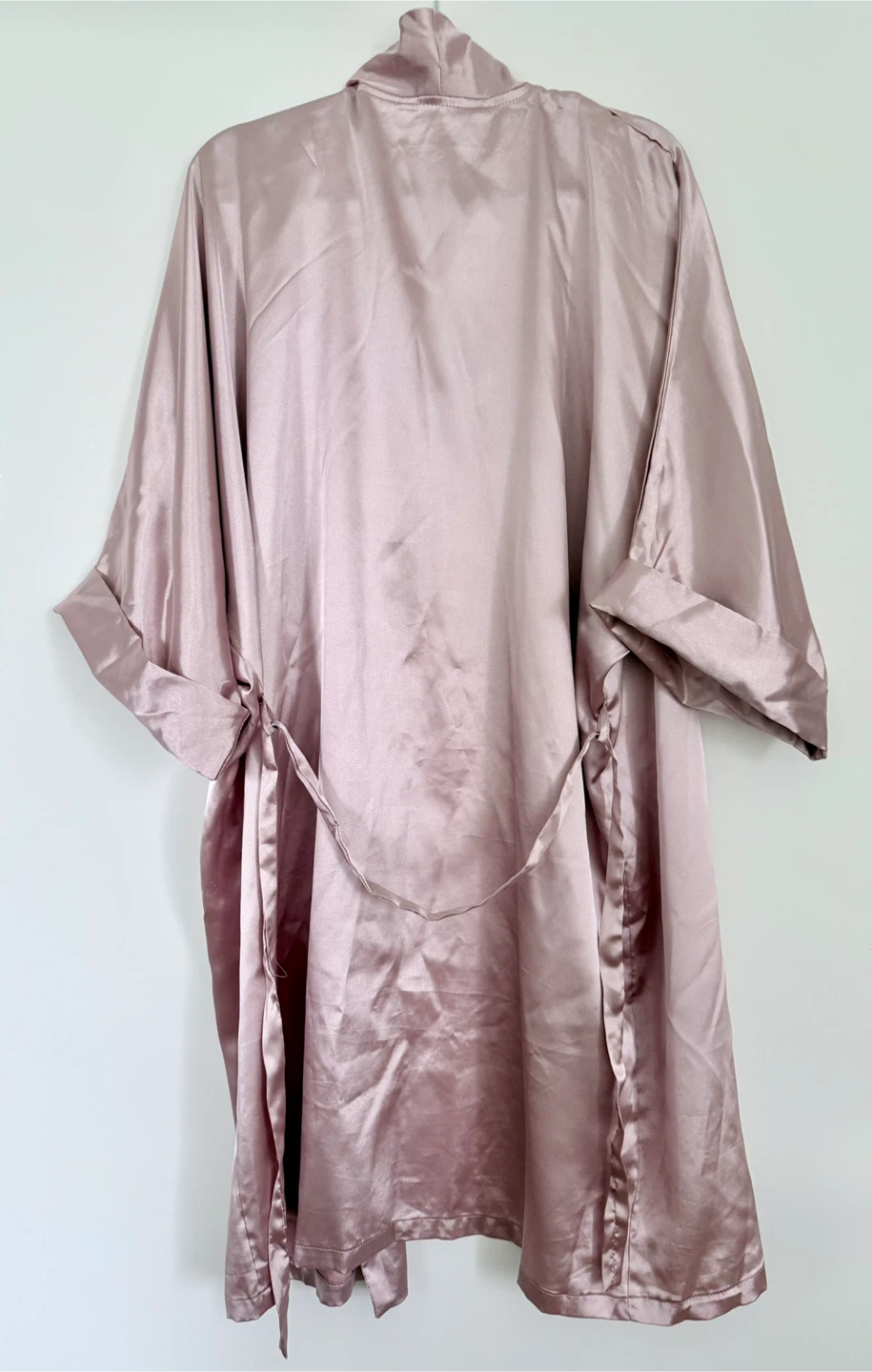 Dusty Pink Satin Long Robe with Belt - photo 2