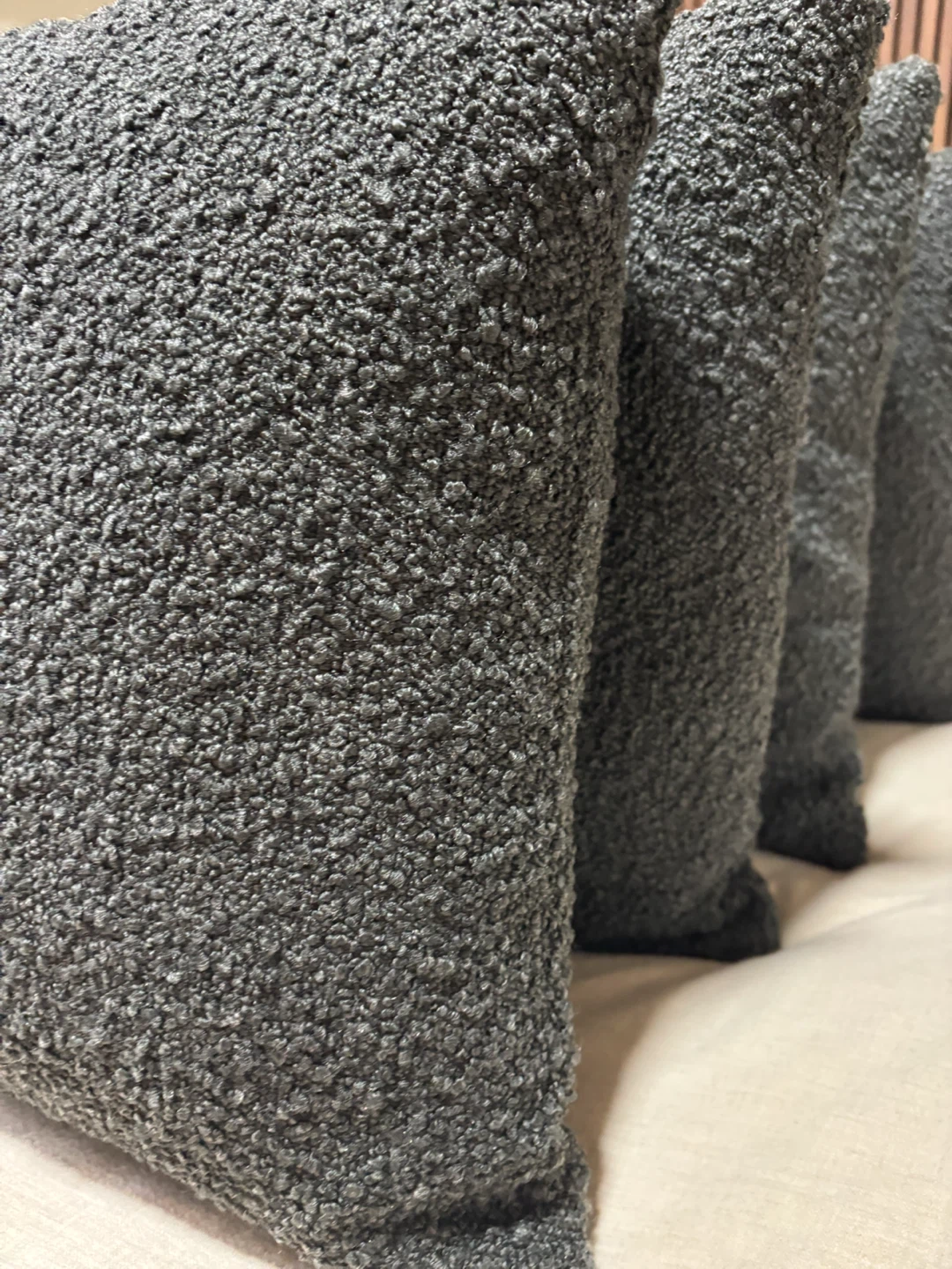 NEW Set of 4 Dark Grey Bouclé Cushions