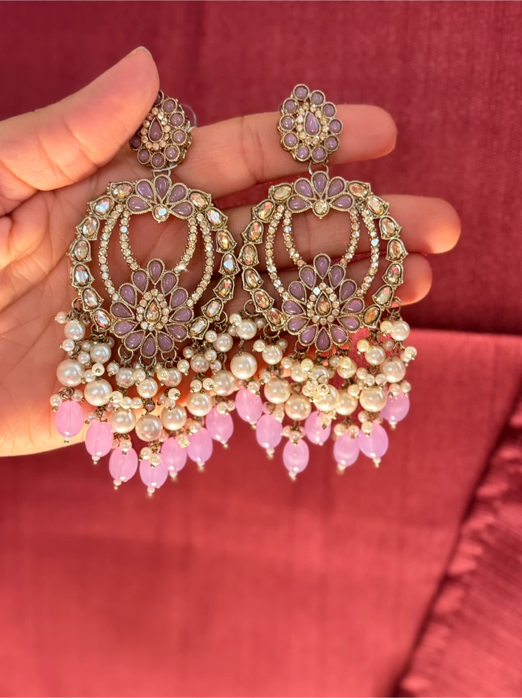Purple Pearl Statement Earrings - photo 2