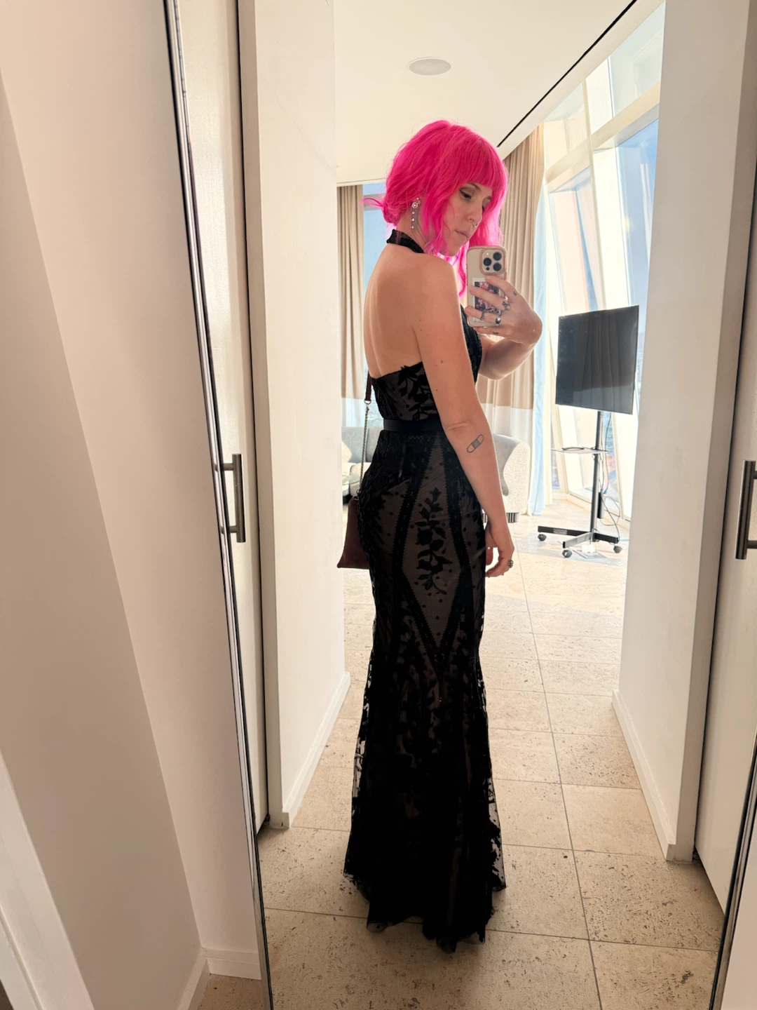 Dress the Population Black Lace Halter Dress - photo 2