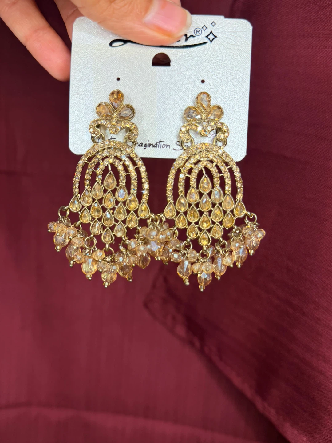 Gold-toned crystal chandelier earrings