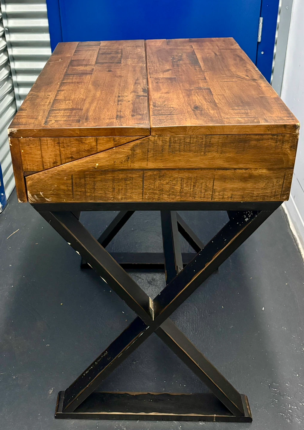 Distressed Antique Cognac and Black Wood Secretary Desk - photo 2