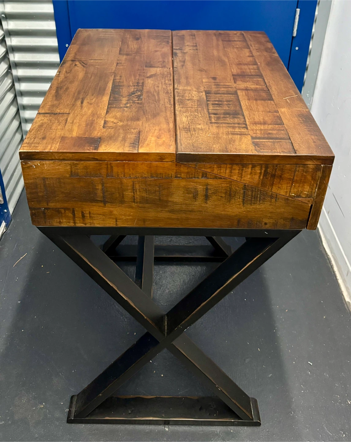 Distressed Antique Cognac and Black Wood Secretary Desk - photo 4