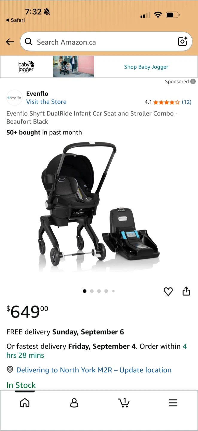 Evenflo Shyft DualRide Infant Car Seat and Stroller