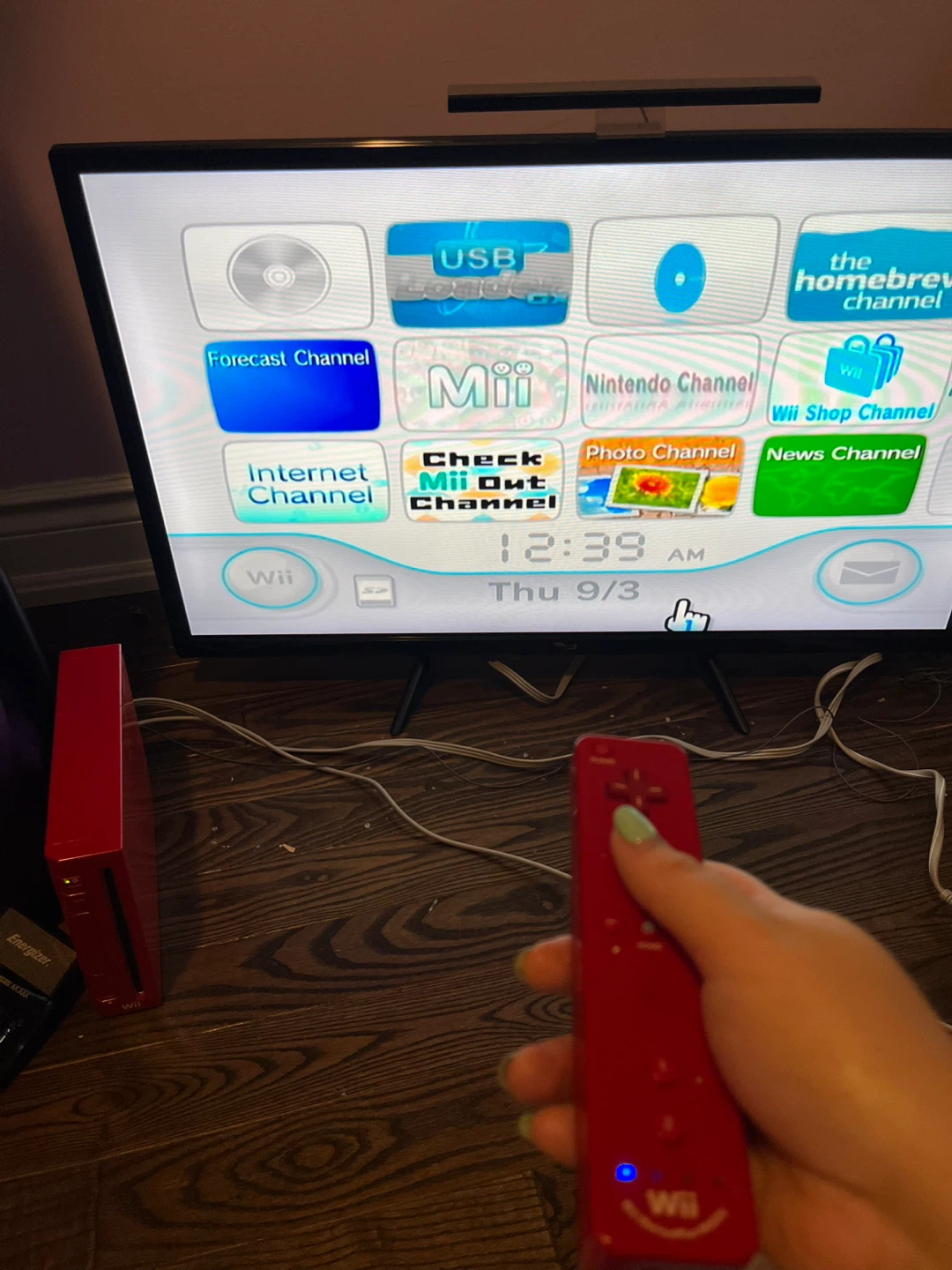 Red Nintendo Wii Console with Remote