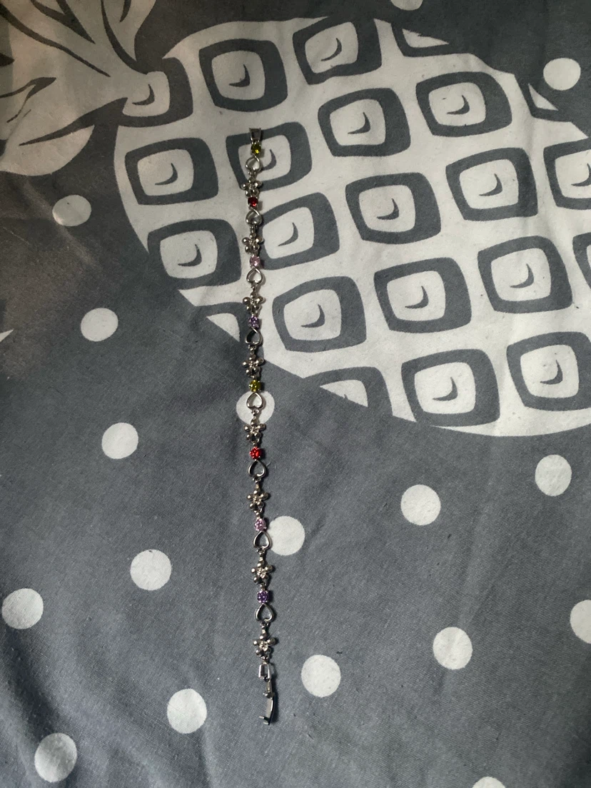 Silver-tone Bracelet with Colourful Charms