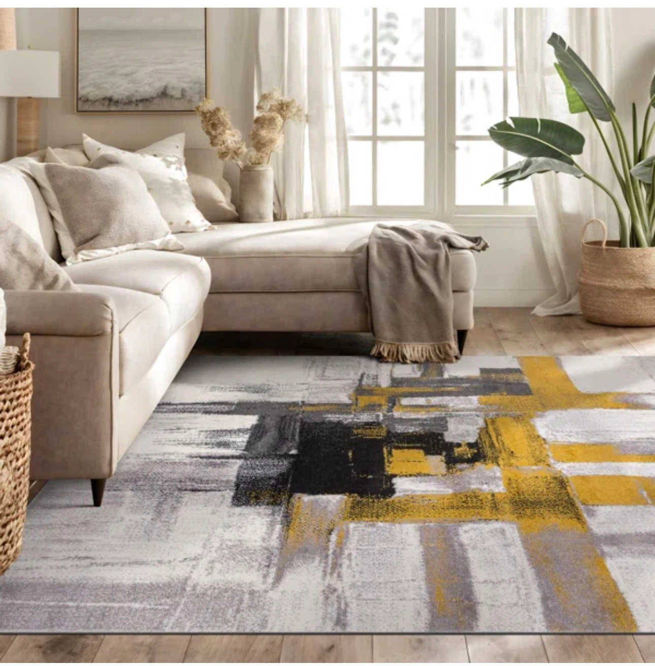 Doucette Abstract Ivory/Gold/Grey Area Rug - photo 4