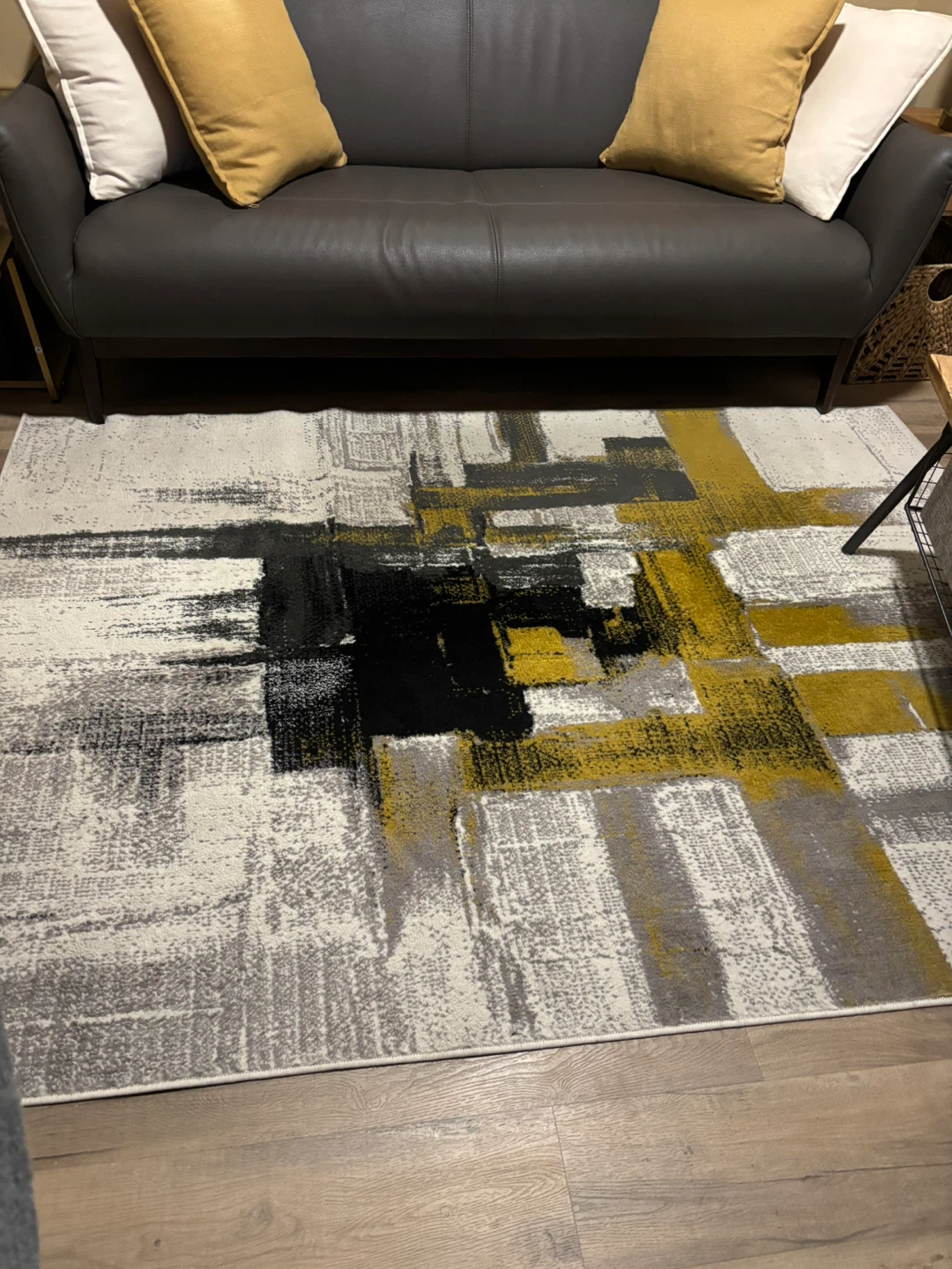 Doucette Abstract Ivory/Gold/Grey Area Rug - photo 2