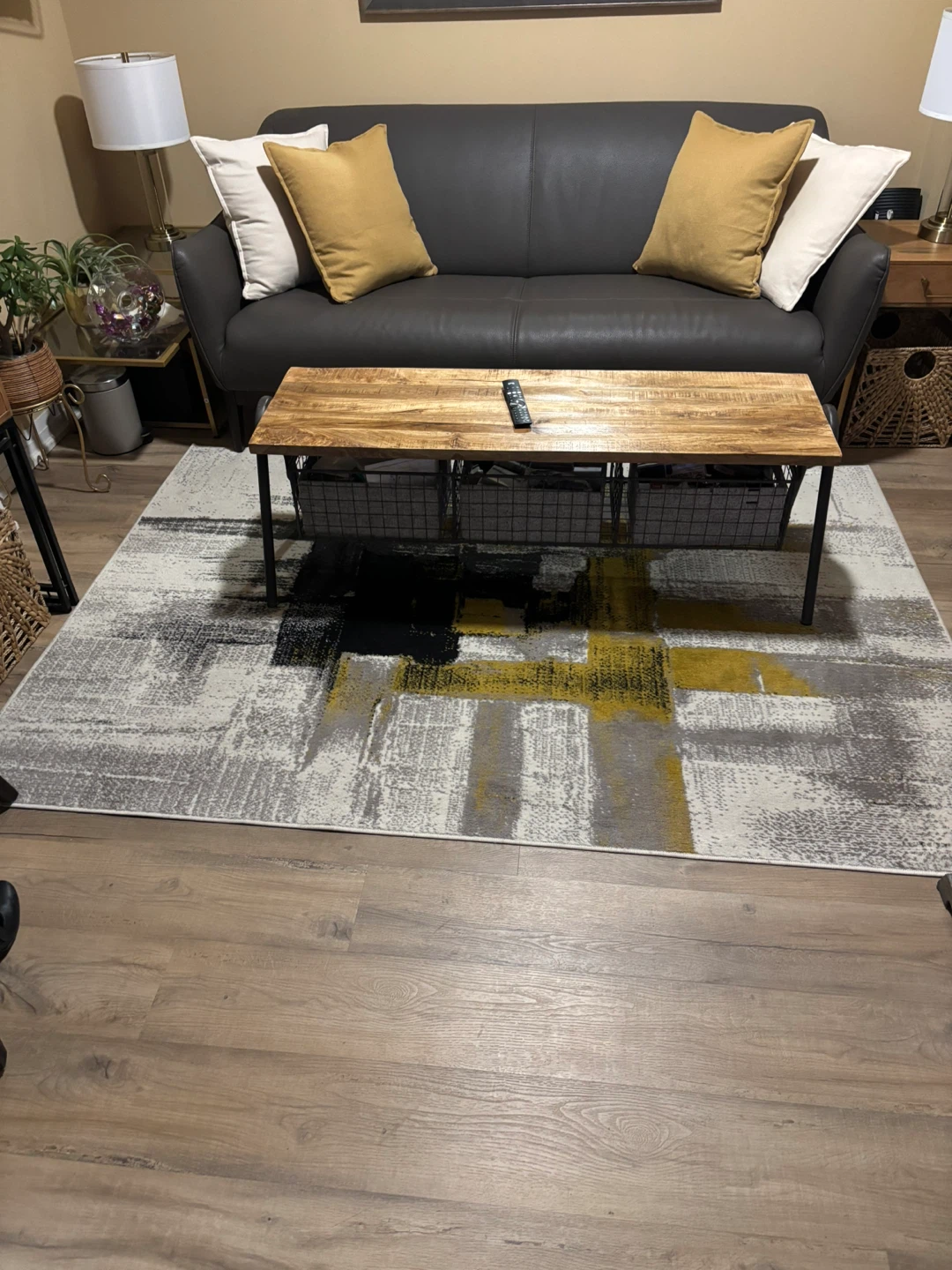 Doucette Abstract Ivory/Gold/Grey Area Rug - photo 3
