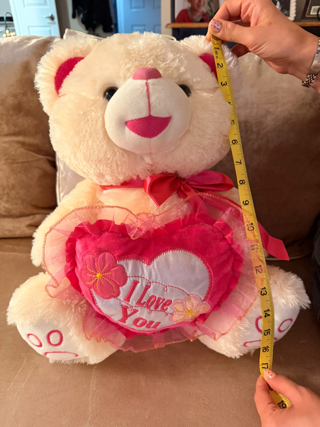 Cream Teddy Bear with "I Love You" Heart - photo 2