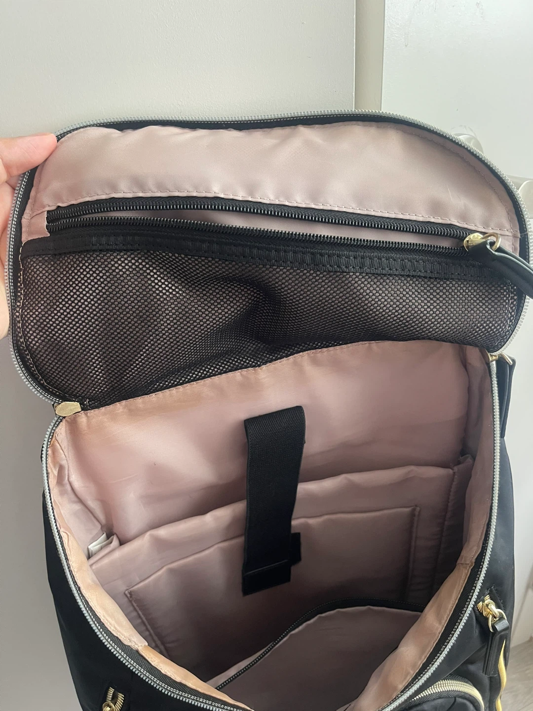 Black Nylon Backpack with Gold Accents - photo 2