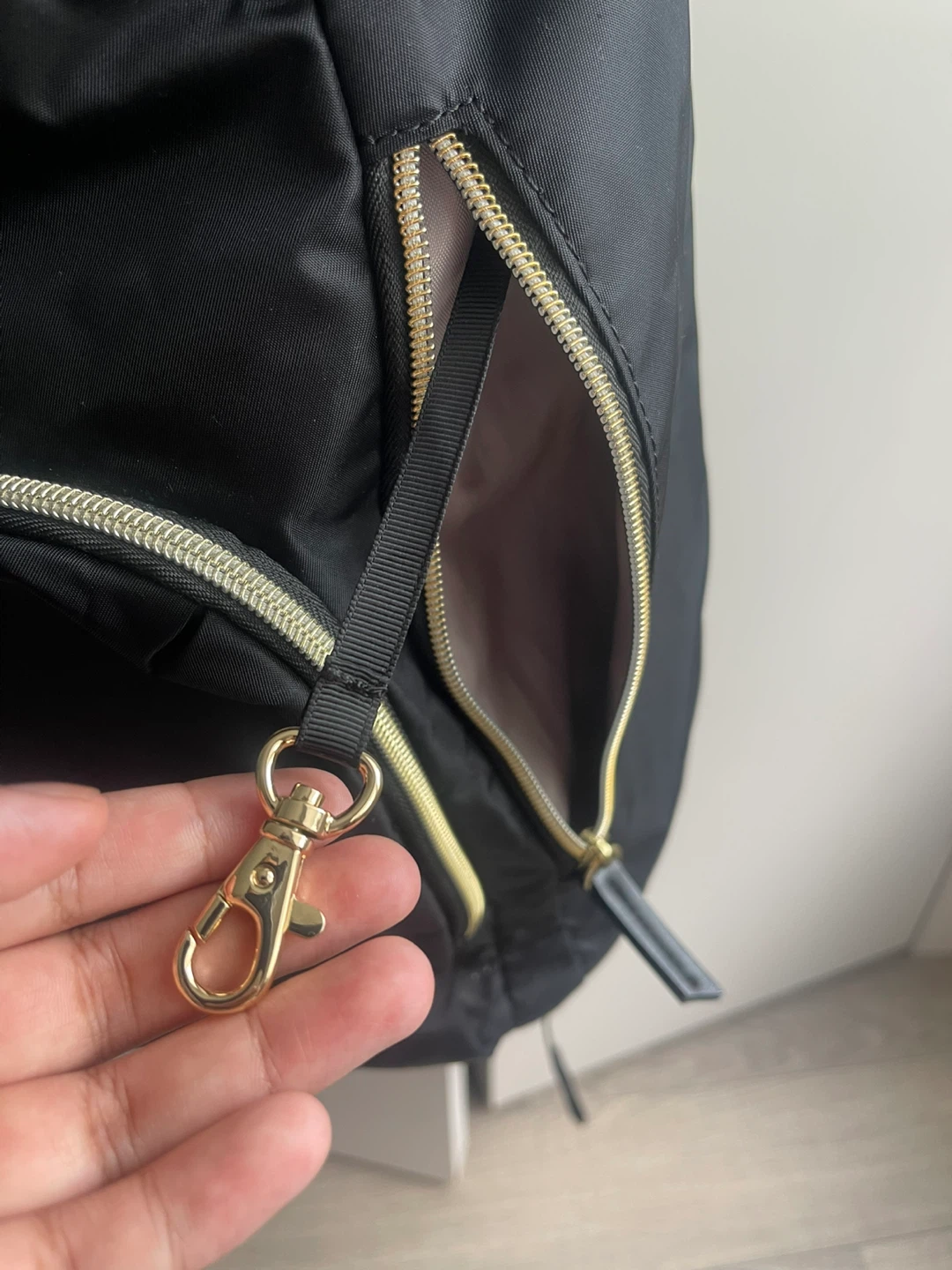 Black Nylon Backpack with Gold Accents - photo 5