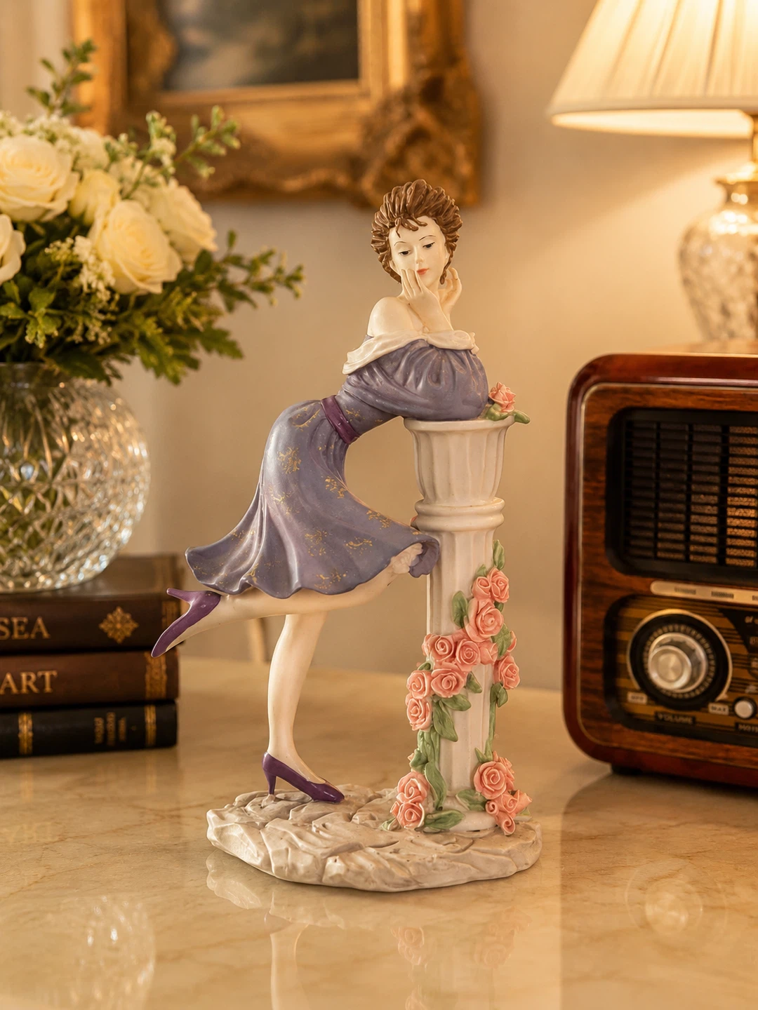 Vintage Lady Figurine with Roses
