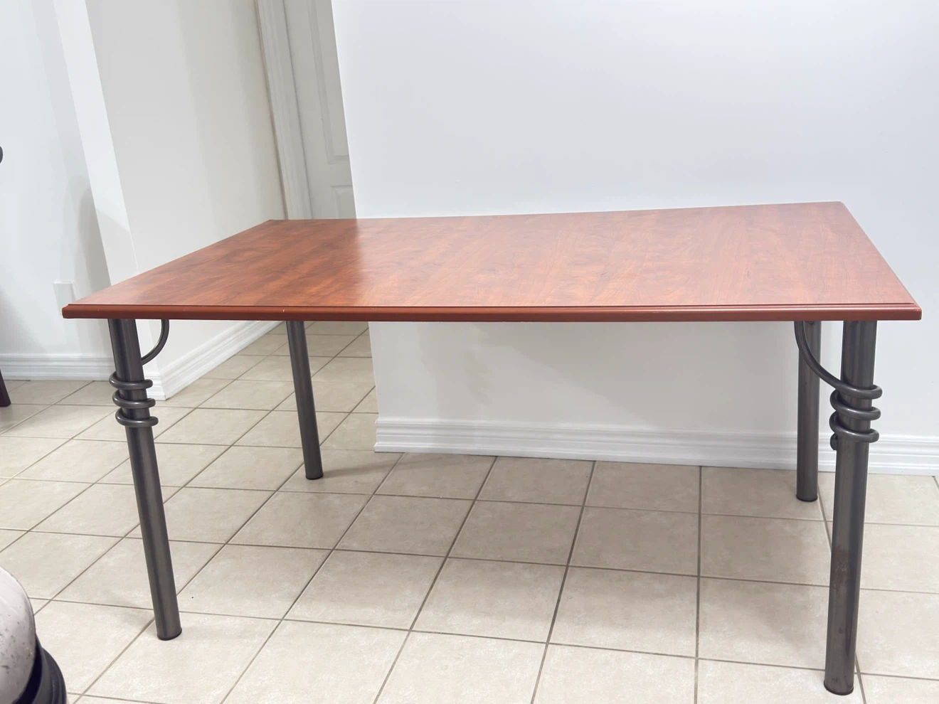 Wood Grain Finish, Heavy-Duty Wood & Metal Dining Table