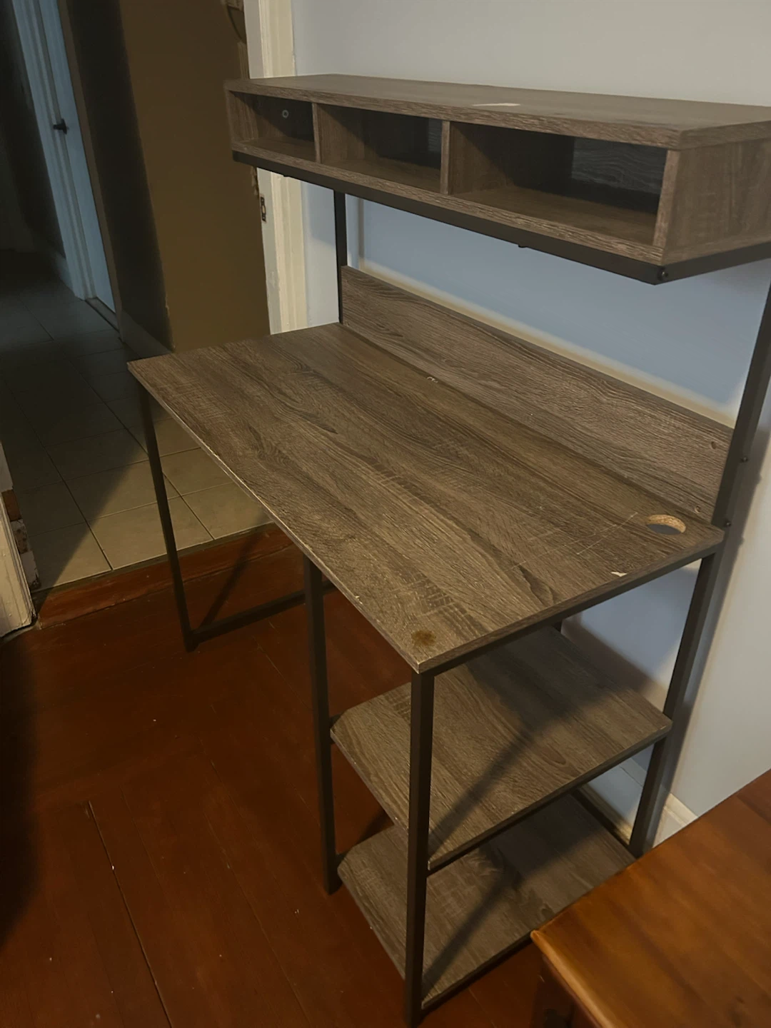 Industrial Style Computer Desk with Hutch and Shelves - photo 2