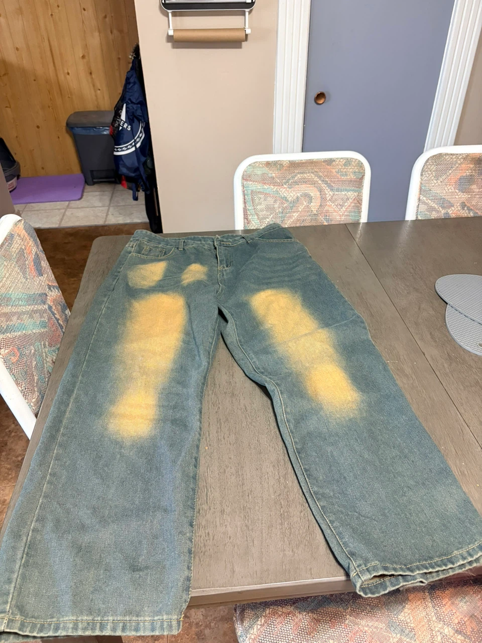 Baggy Jeans with Yellow Accents