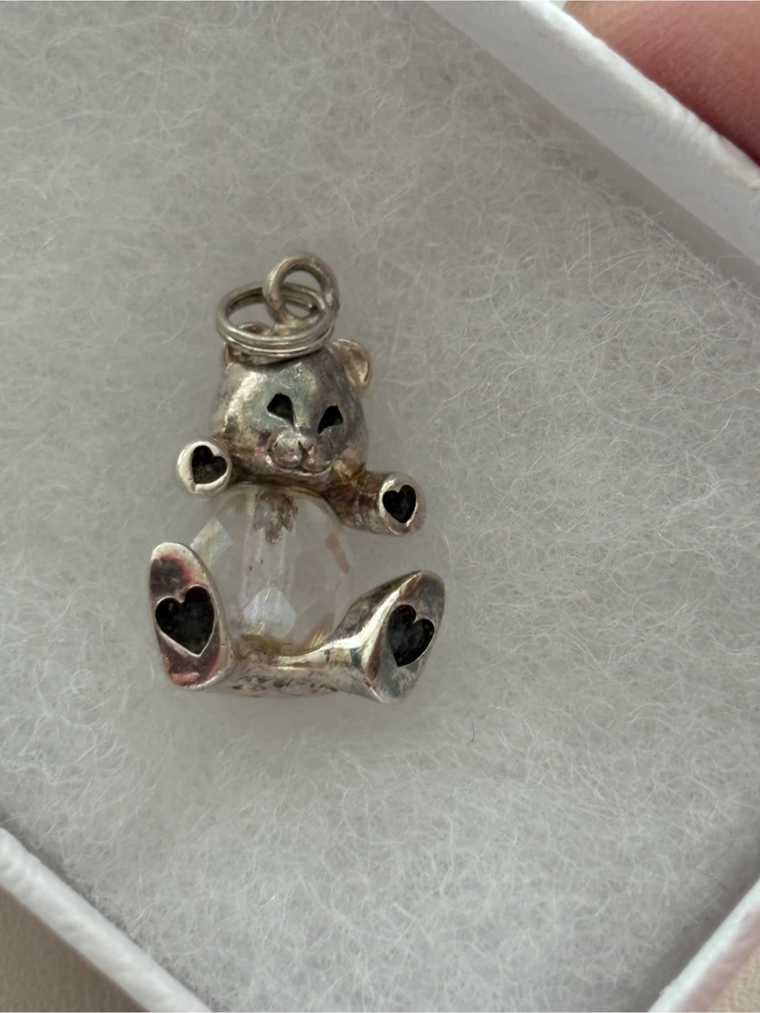 Sterling Silver Crystal Teddy Bear Charm