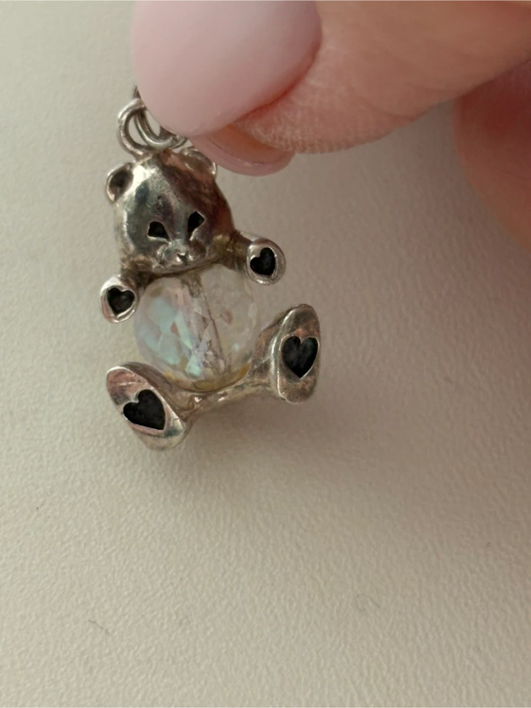 Sterling Silver Crystal Teddy Bear Charm - photo 2