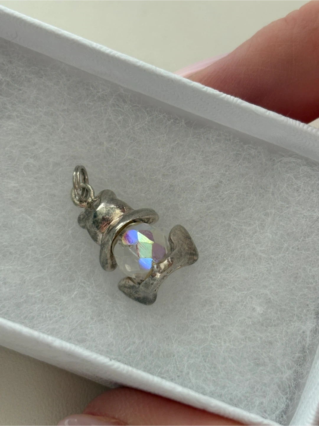 Sterling Silver Crystal Teddy Bear Charm - photo 3