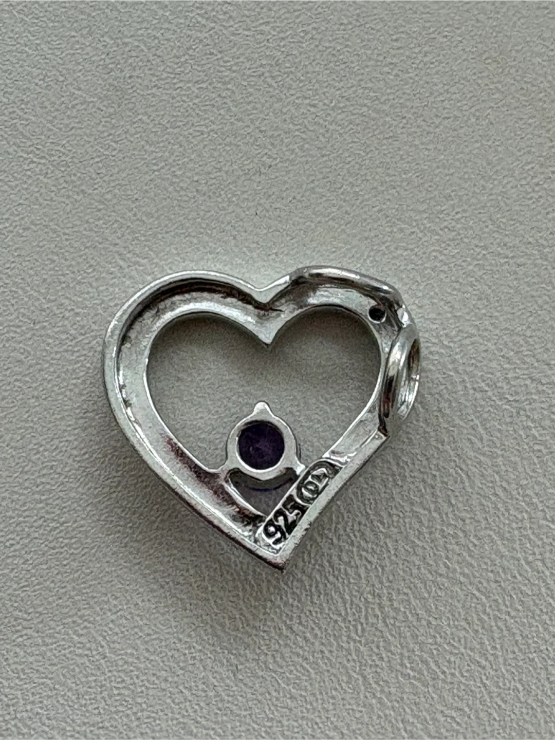 Sterling silver DL amethyst & diamond heart pendant - photo 5