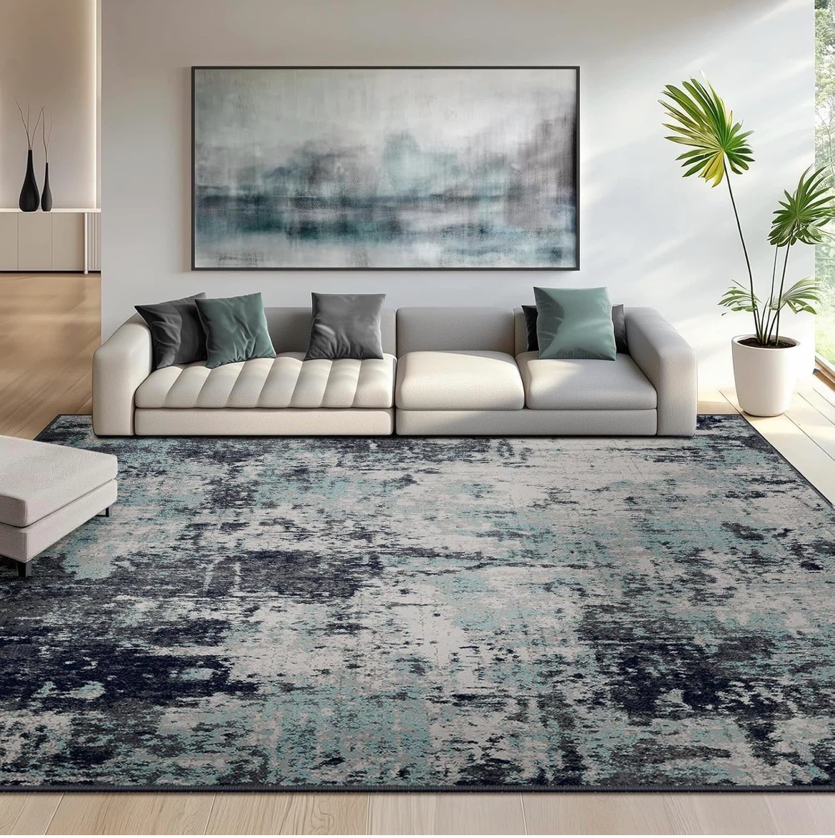 Blue Abstract Area Rug