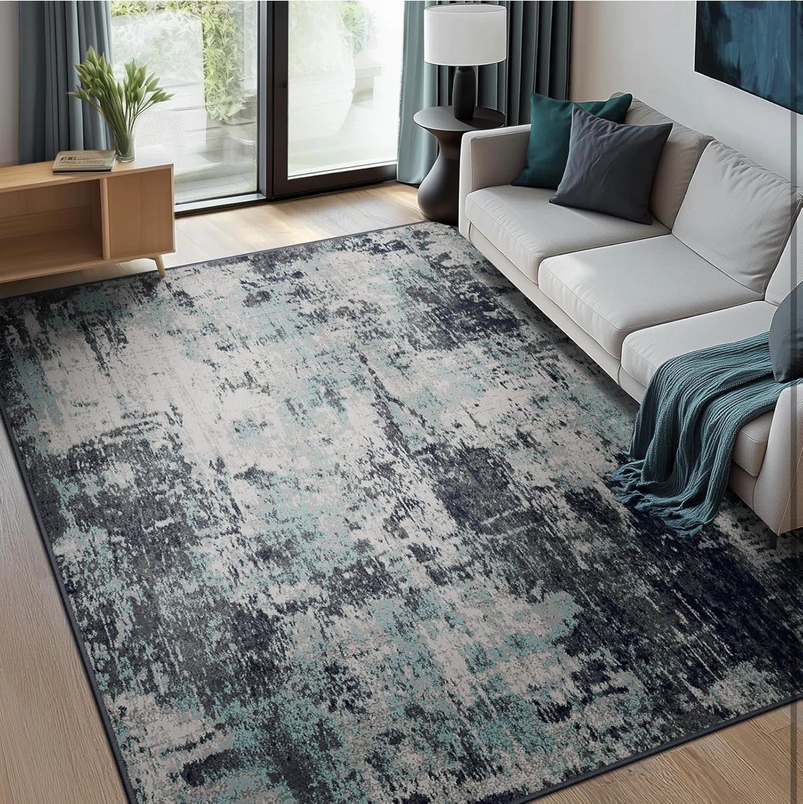 Blue Abstract Area Rug - photo 3