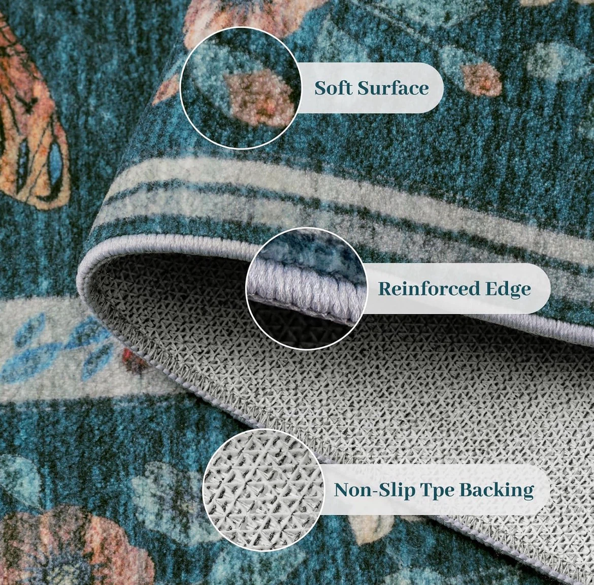 Teal Butterfly and Insect Area Rug - photo 4