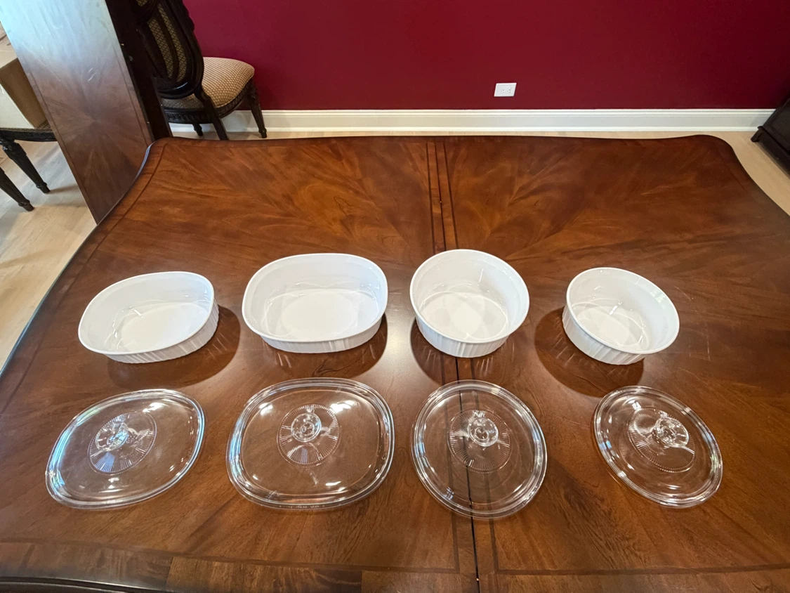 Corning ware french white serving bowl set