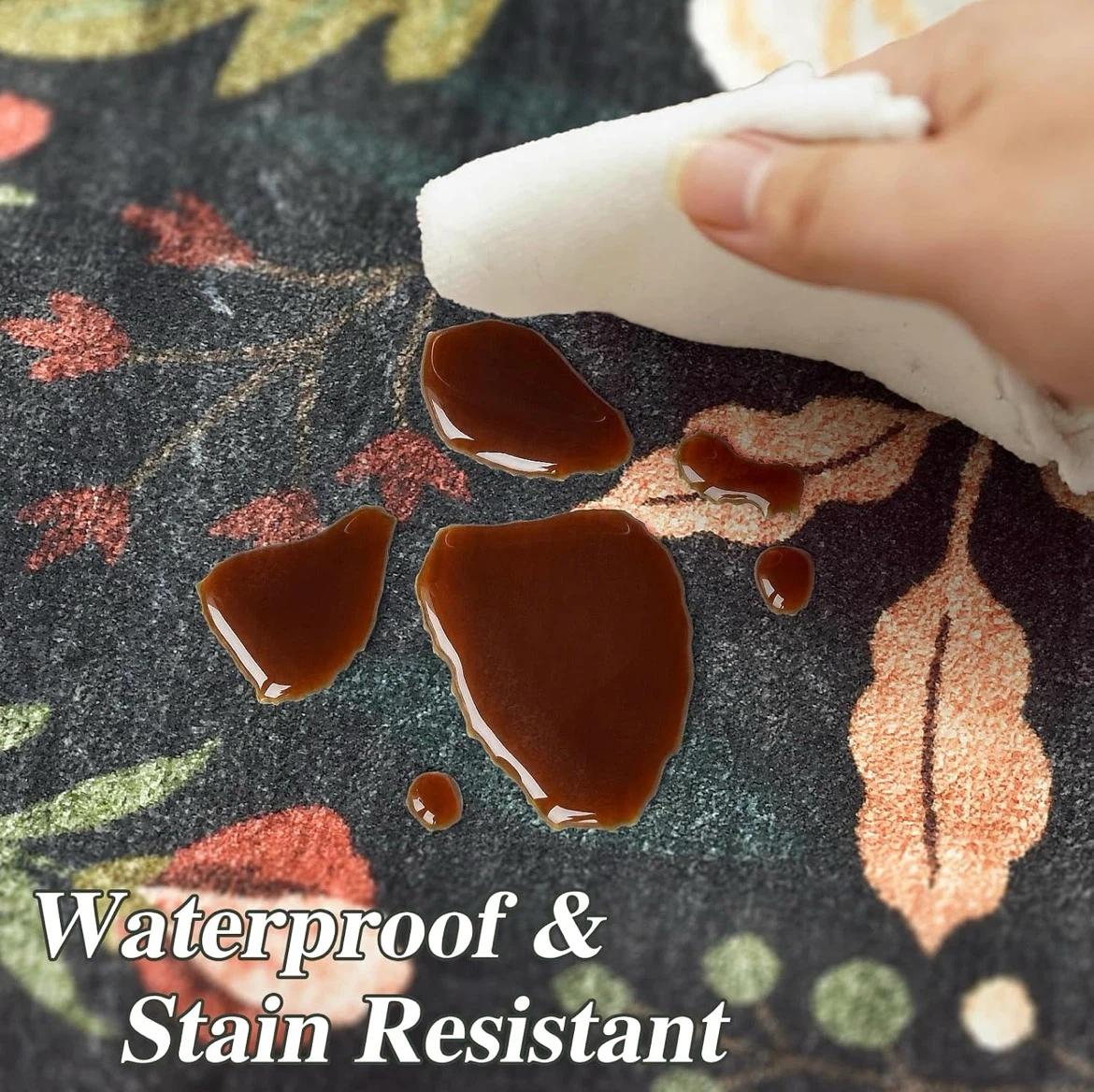 8x10 Floral Area Rug - Waterproof & Stain Resistant - photo 4