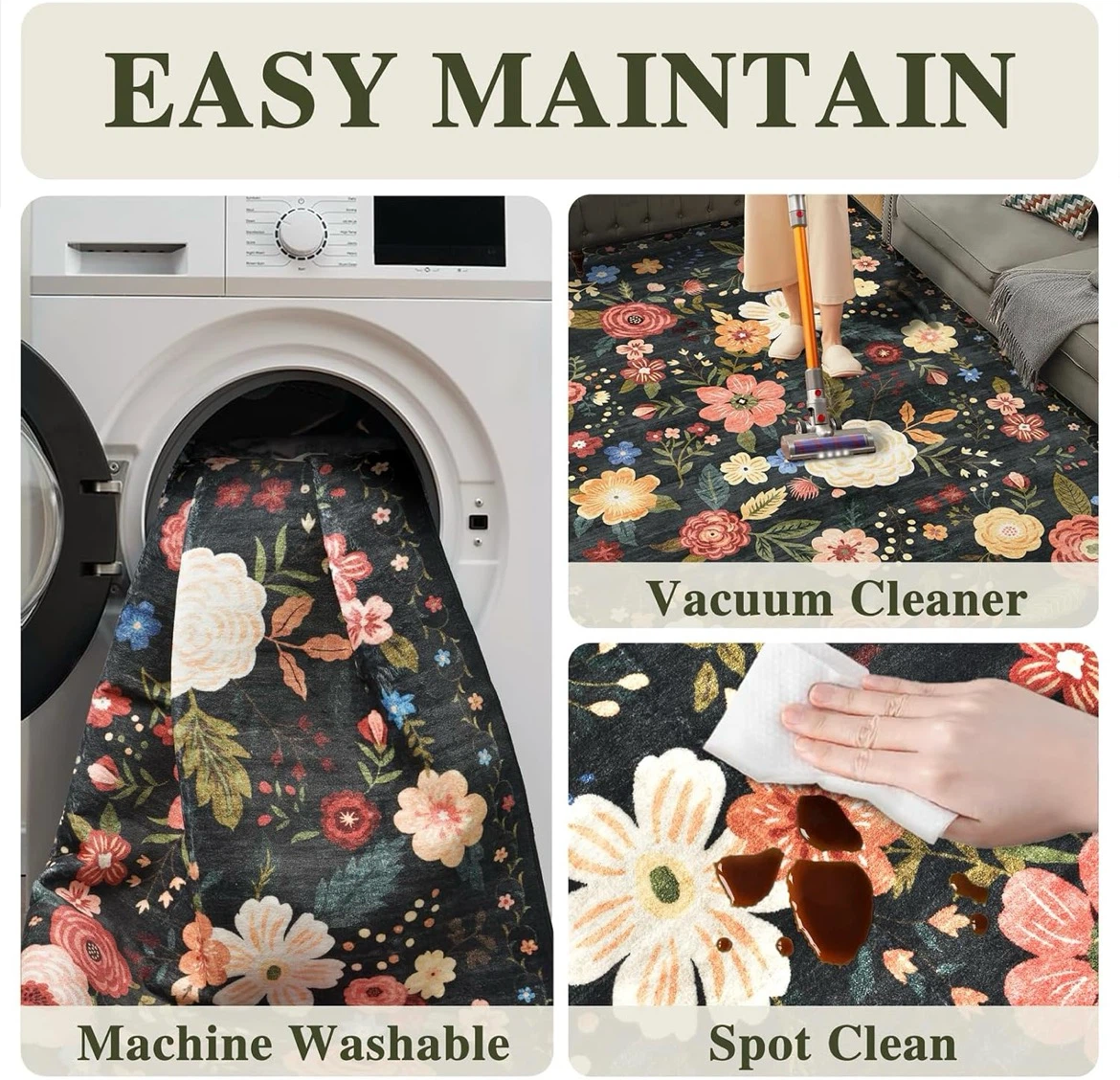 8x10 Floral Area Rug - Waterproof & Stain Resistant - photo 5
