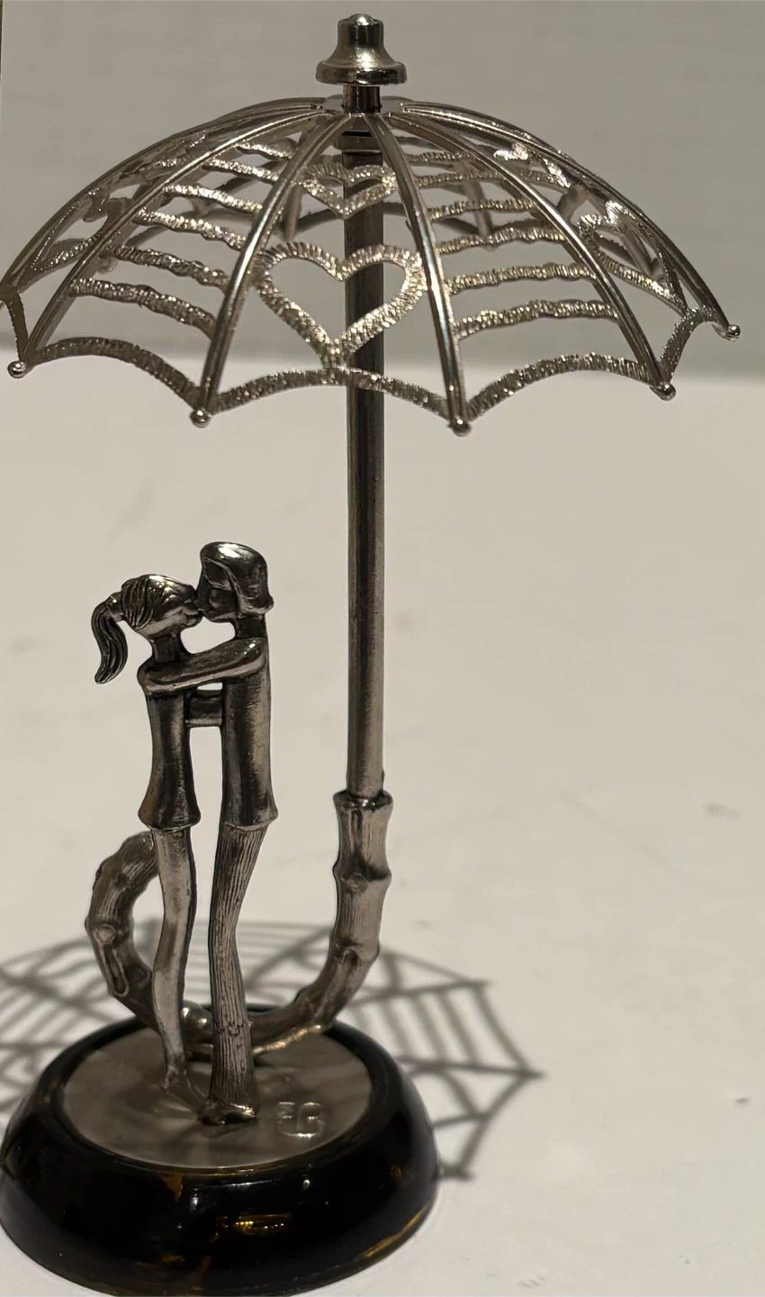 Vintage Kissing Couple Under Umbrella Figurine