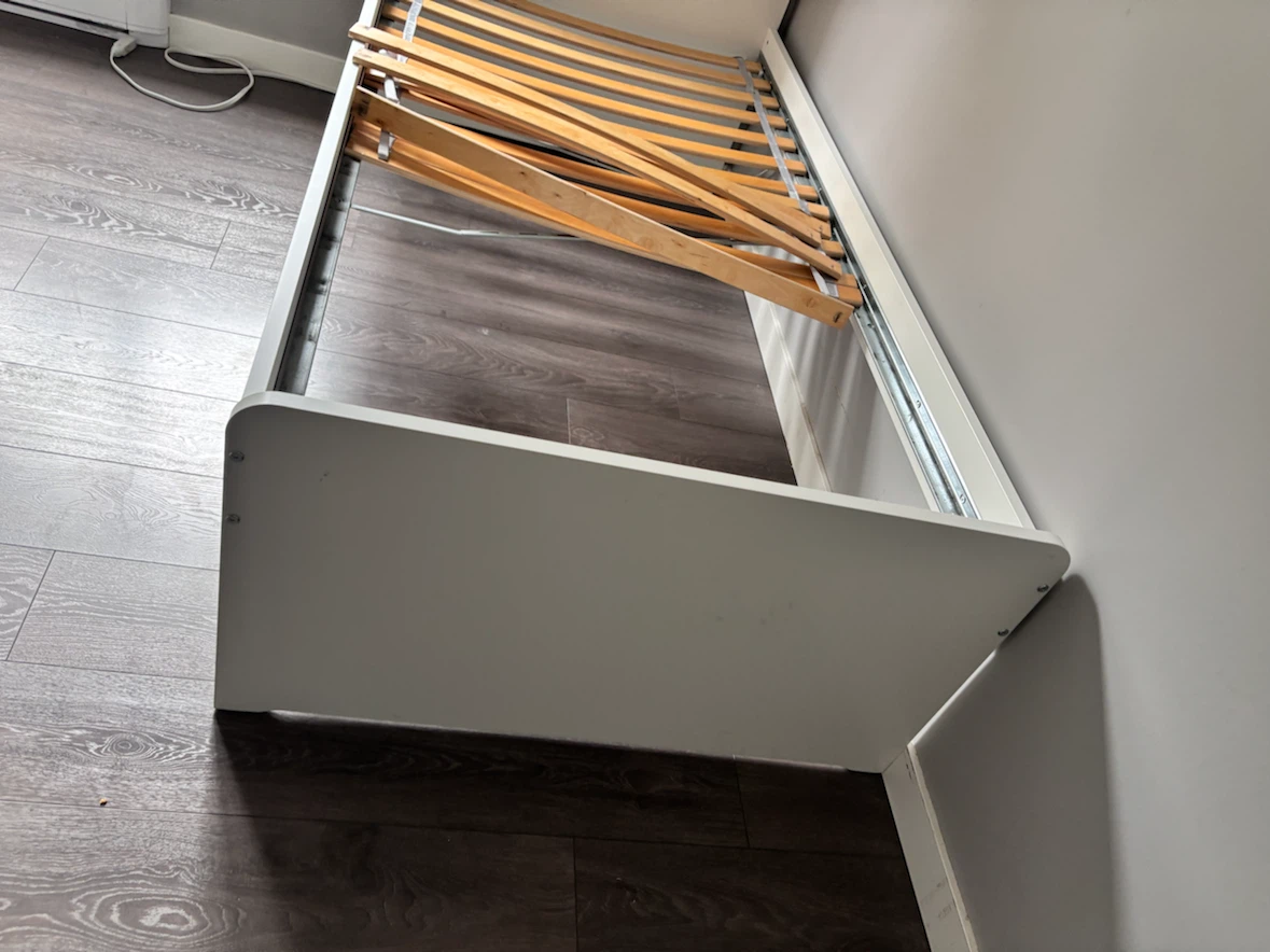 White Twin Bed Frame with Slats - photo 2