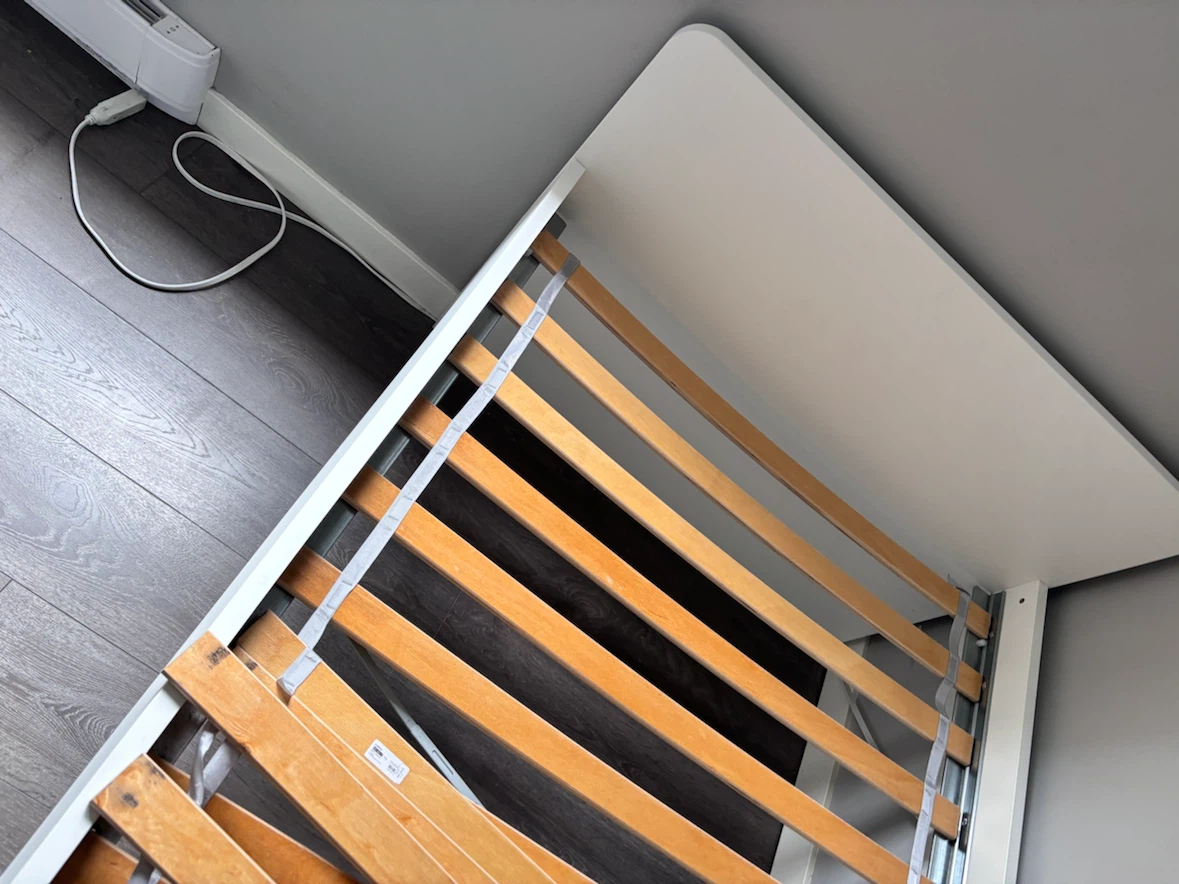 White Twin Bed Frame with Slats - photo 3