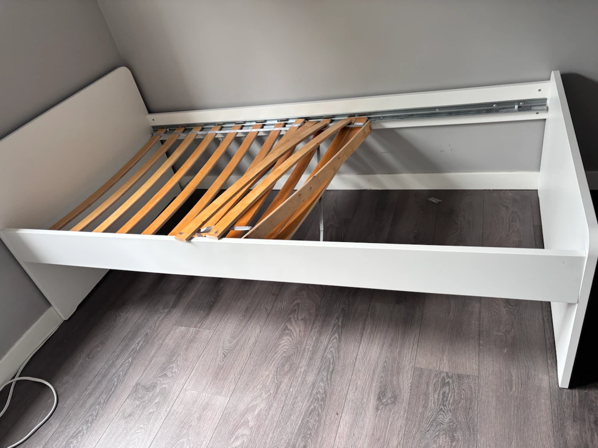 White Twin Bed Frame with Slats - photo 4