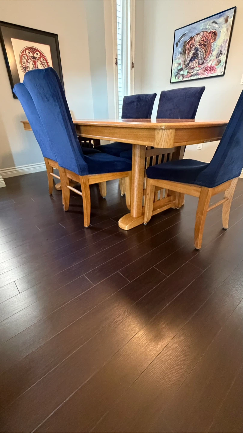 7 piece oak dining room table and chairs - photo 2