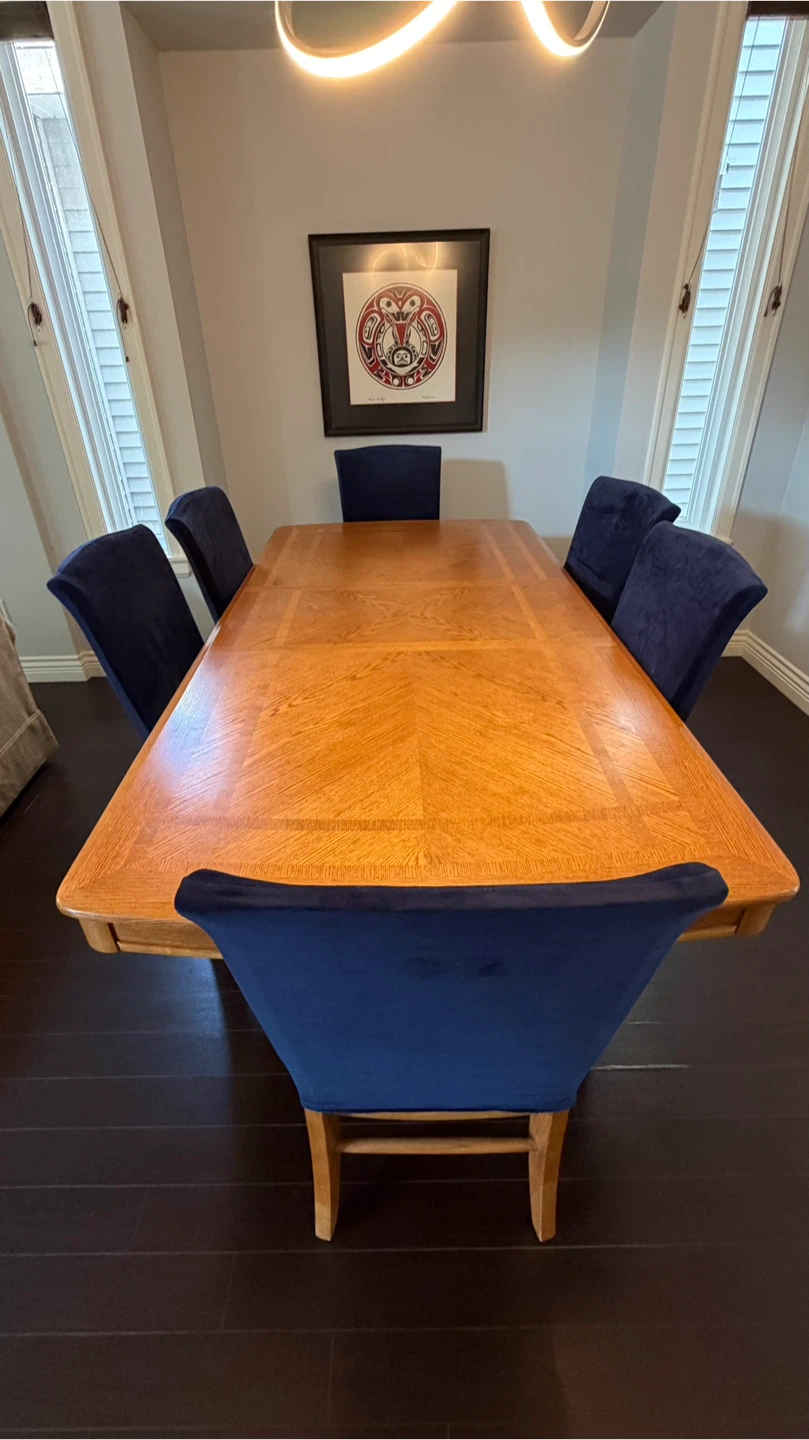 7 piece oak dining room table and chairs - photo 3