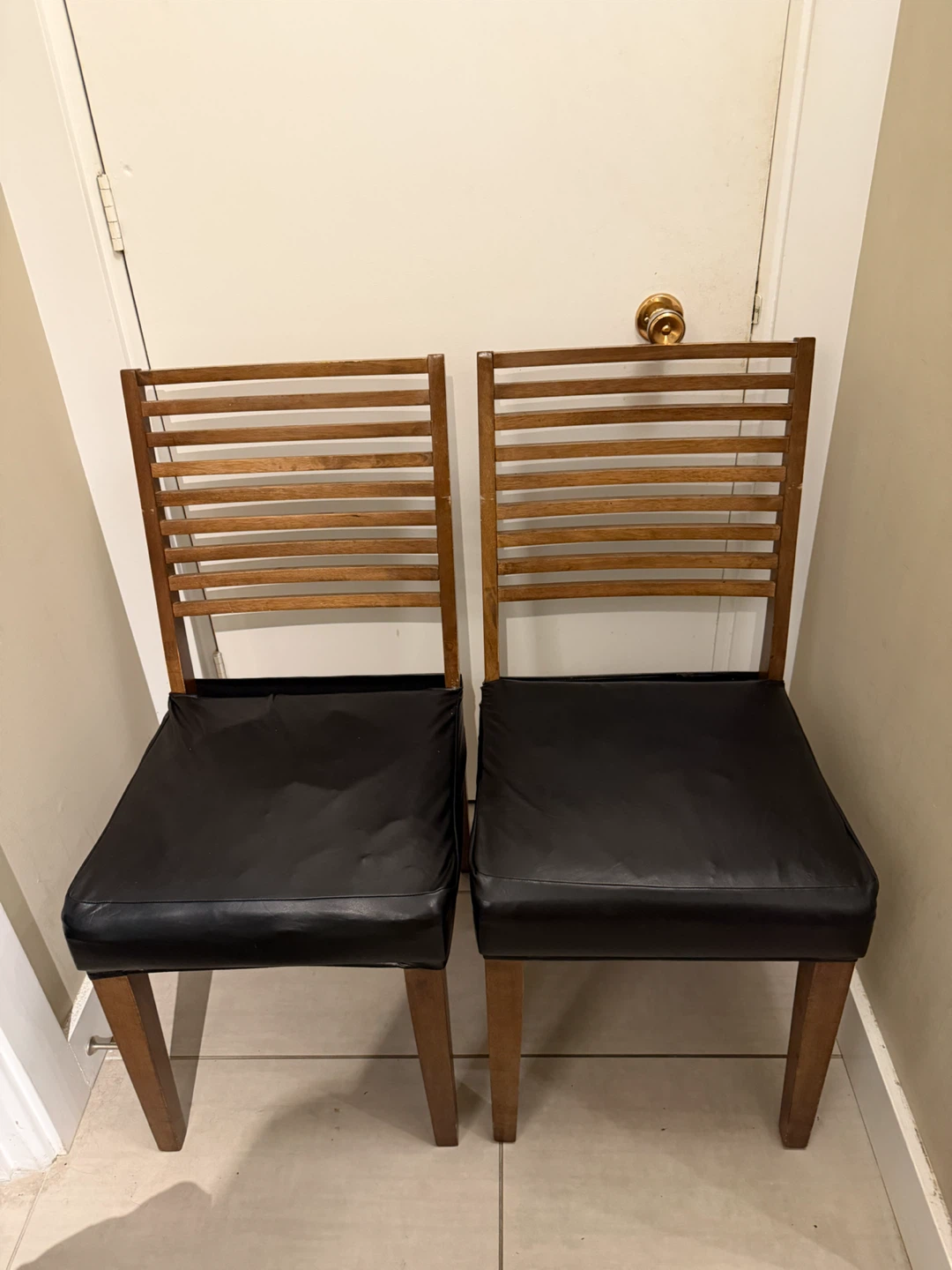 Set of Two Wooden Dining Chairs