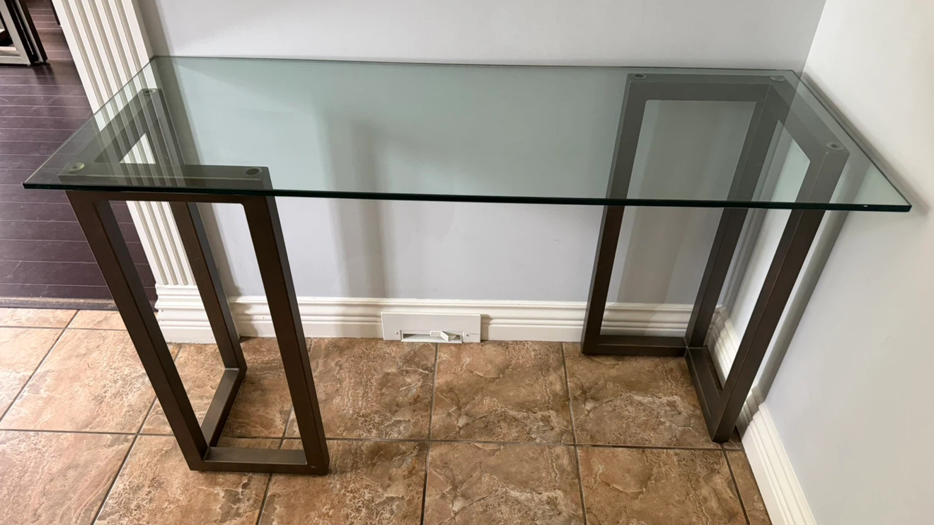 Glass tables with metal frame