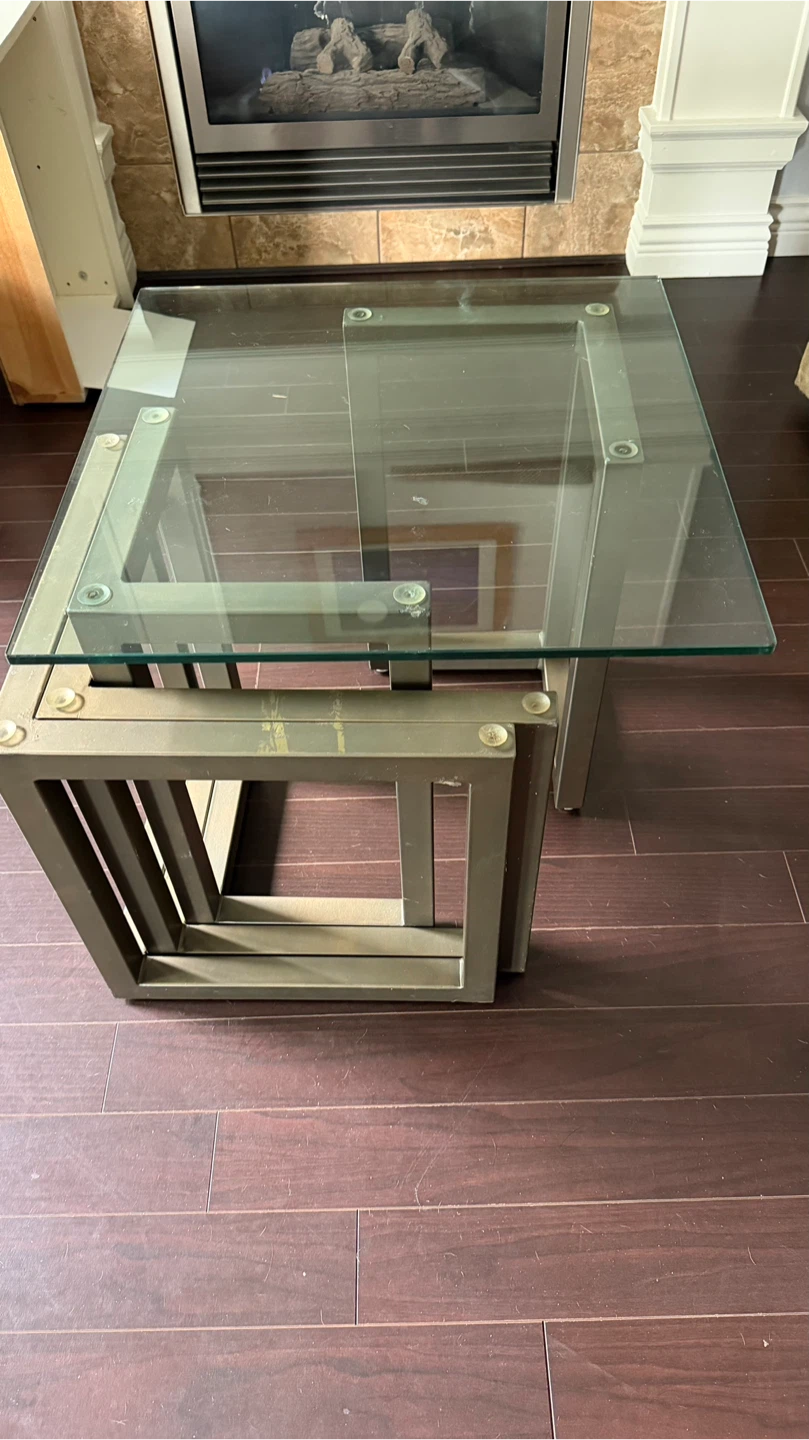 Glass tables with metal frame - photo 2