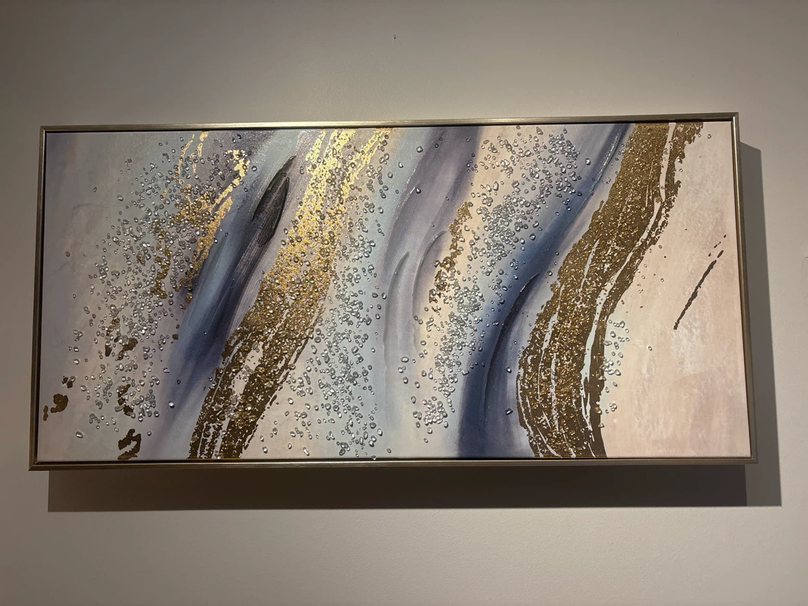 Set of 2 Abstract Gold and Blue Wall Art - photo 2