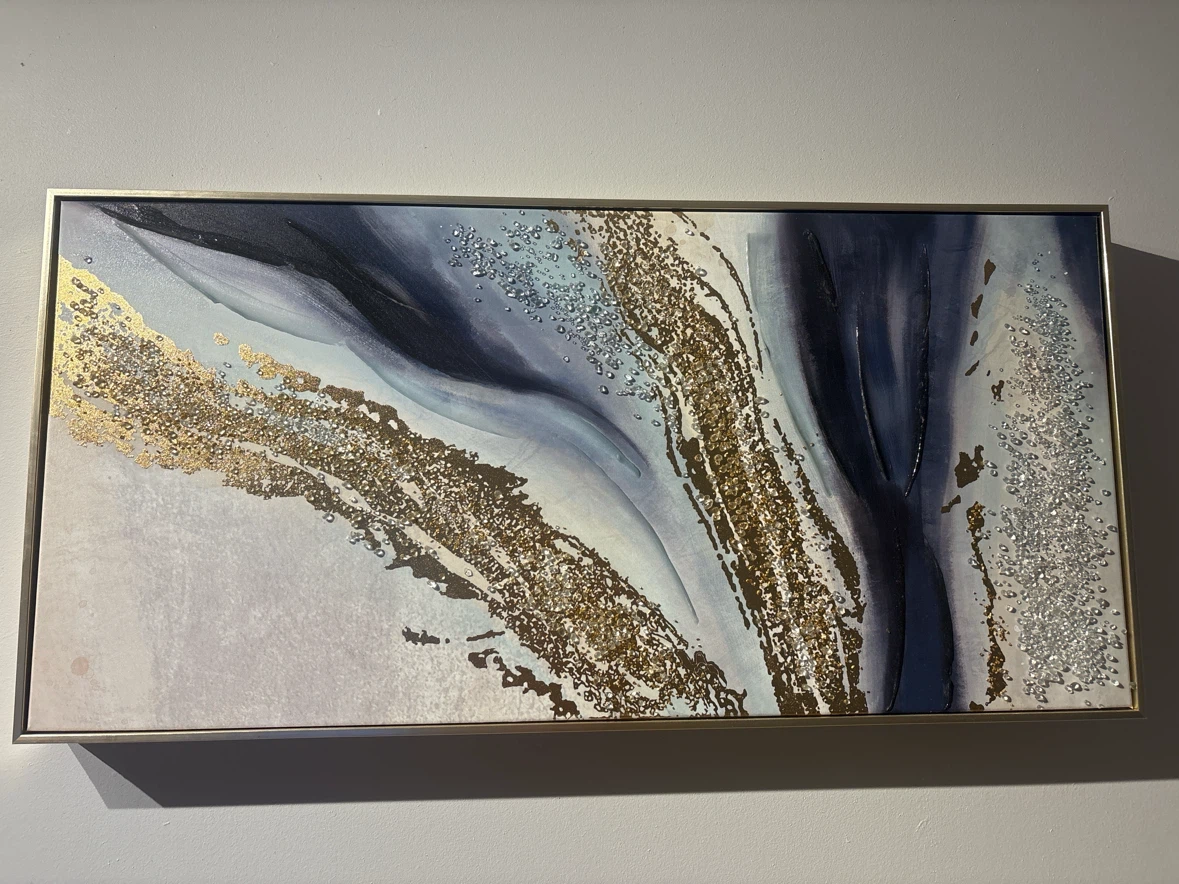 Set of 2 Abstract Gold and Blue Wall Art - photo 3