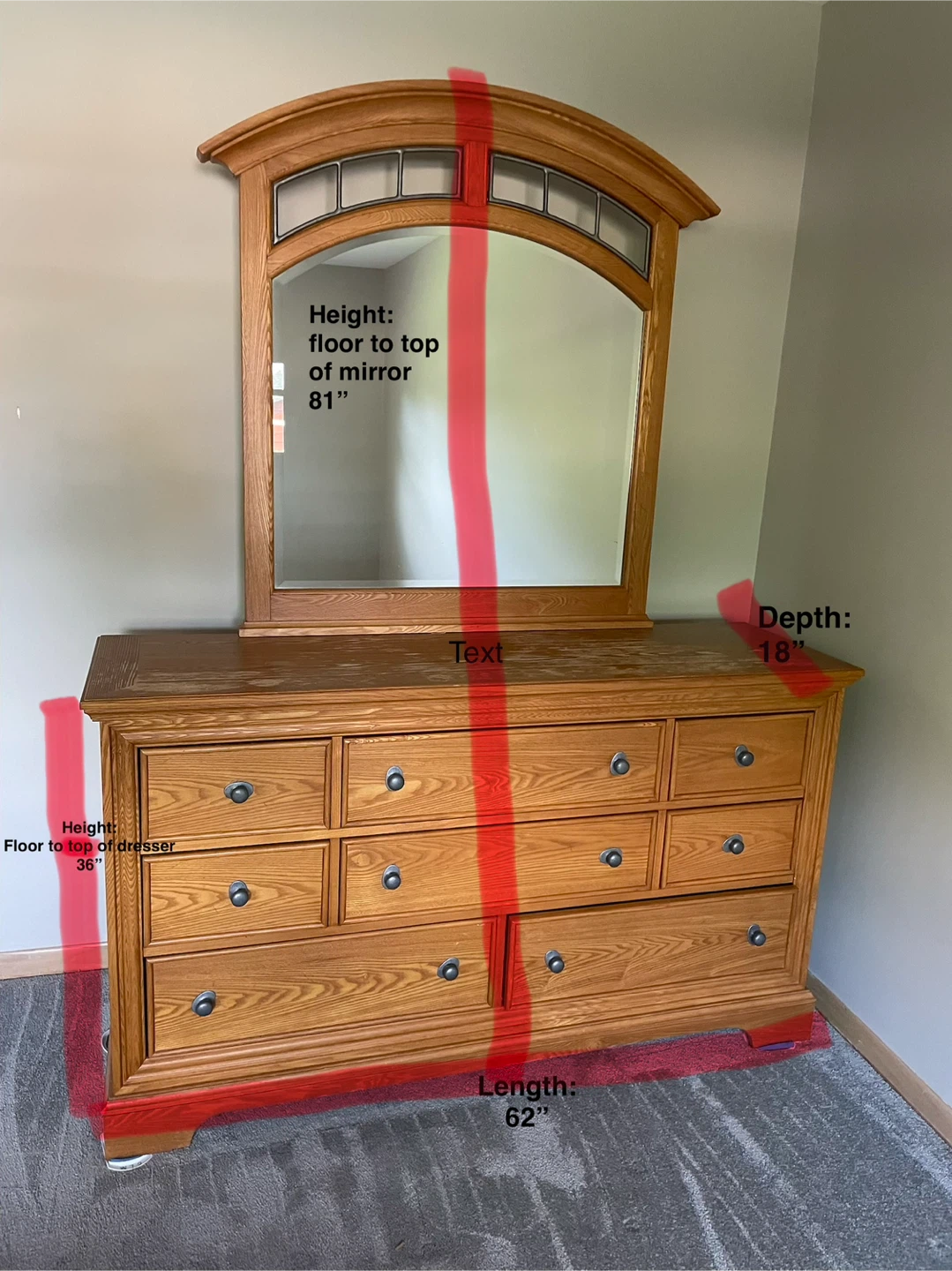 Wood dresser with mirror and matching chest - photo 4