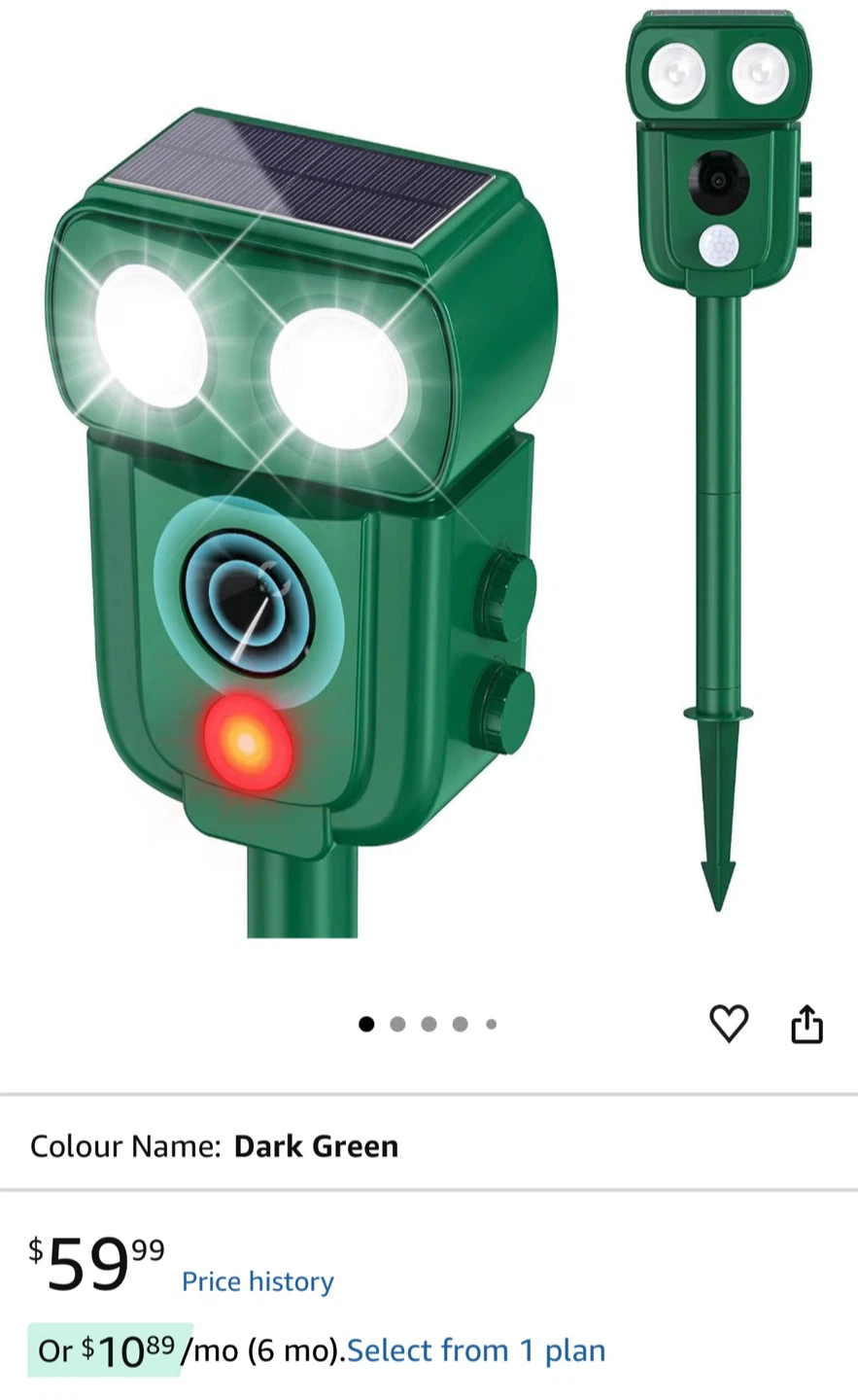 Motion Activated Solar Animal Repellent