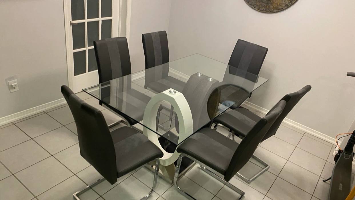 Glass Dining Table Set with 6 Chairs - photo 2
